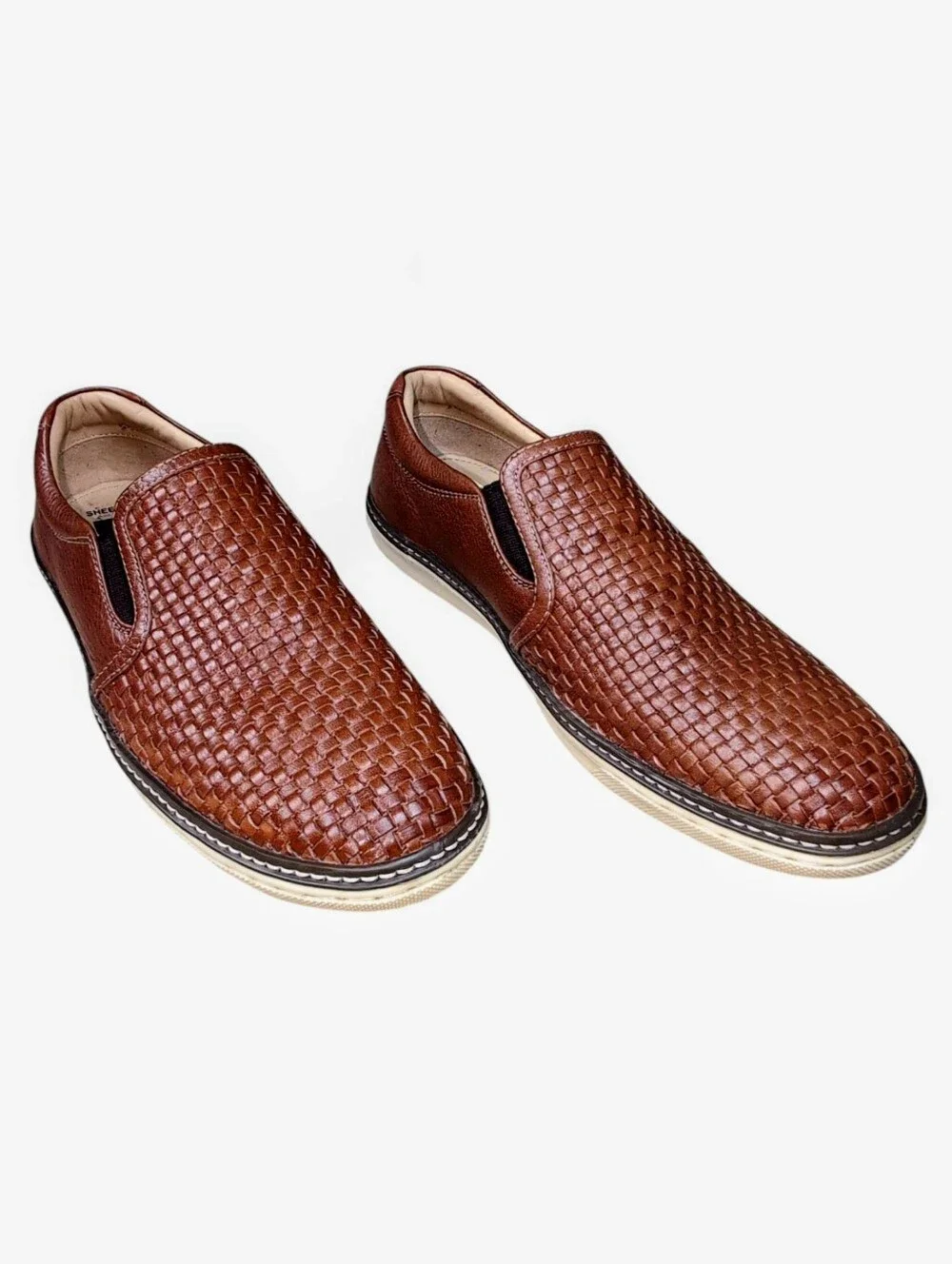Johnston & Murphy Mcguffey Woven Sheepskin Casual Shoes Men's Size 8M Cognac